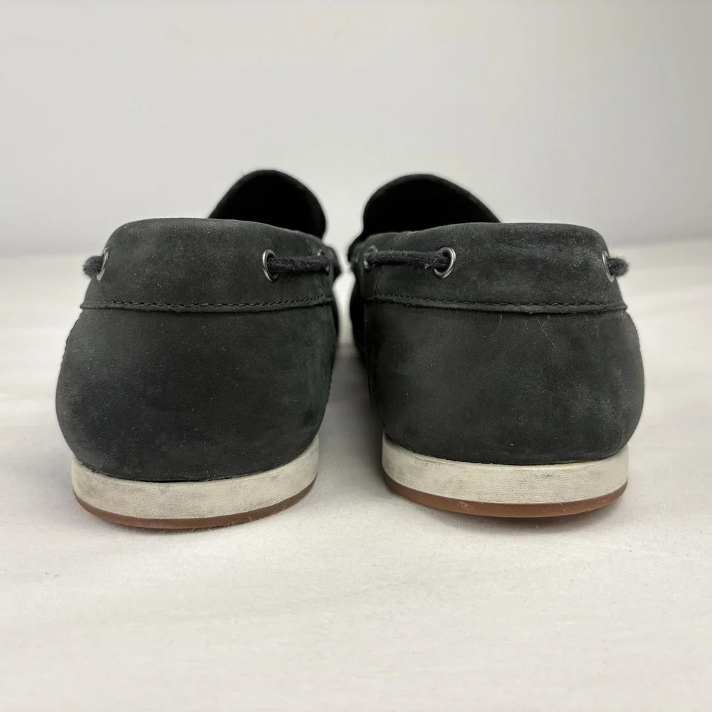 Clarks Nubuck Leather Driving Loafers Boat Shoes 11.5M Matte Black EUC